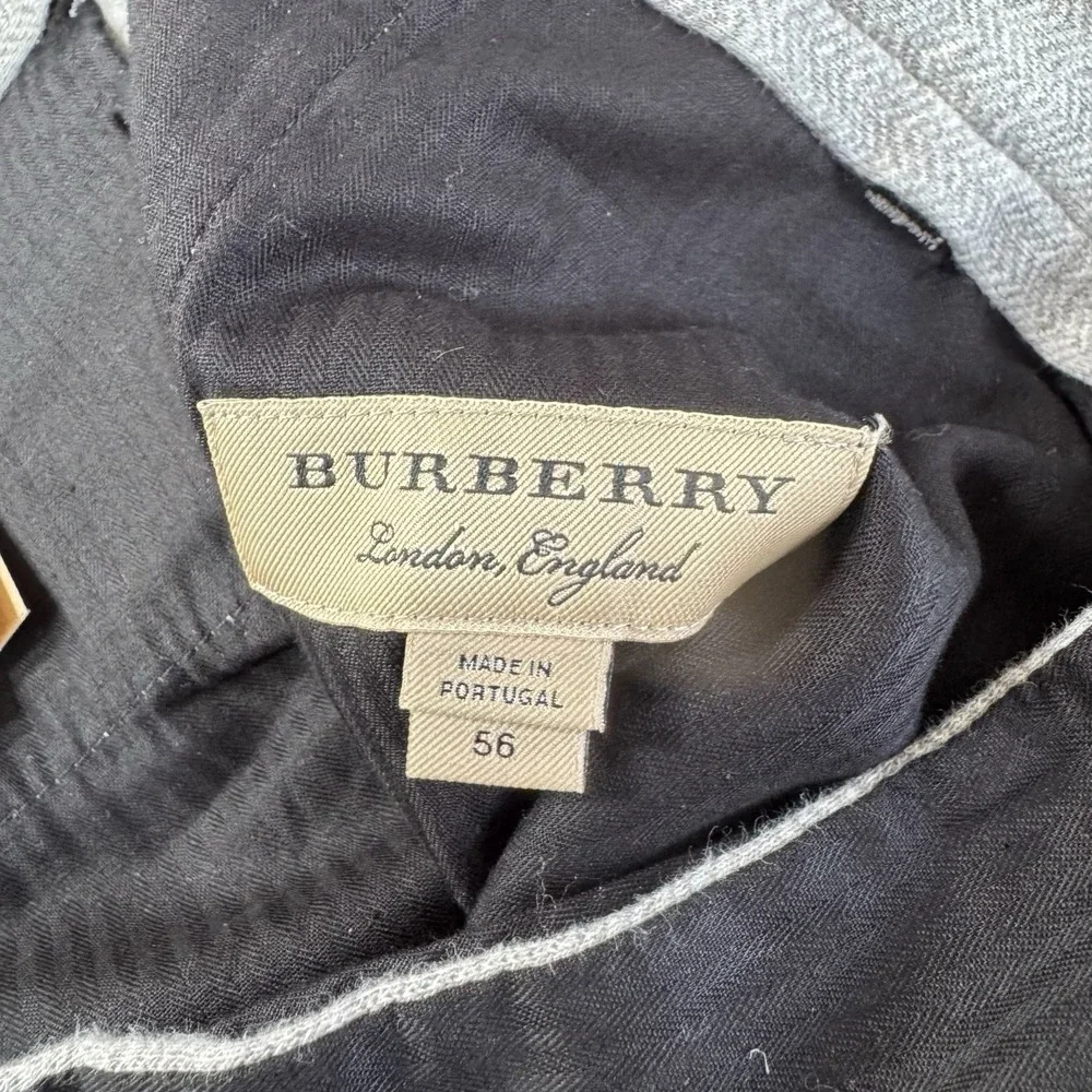 Burberry London England‎ Herringbone Gray Cotton Dress Pants Size 56 EU Thick